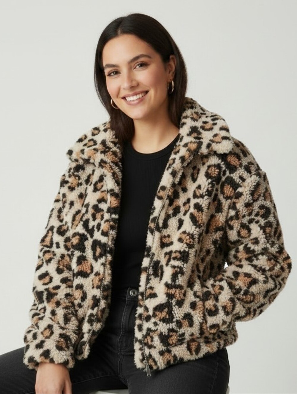Fantastic Fawn Faux Fur Leopard Jacket - Oversized Size Small